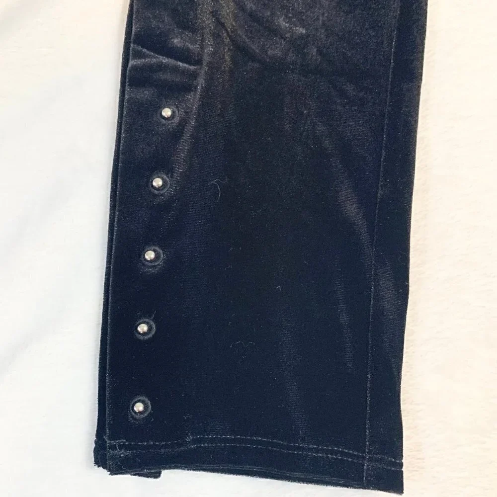 Soft Surroundings Black Velvet Studded Ankle Leggings‎ Pants Womens Medium